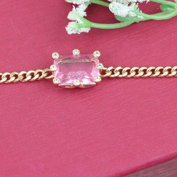 " Elegant Pink Crystal Rose Gold Bracelet with Adjustable Chain, XPBL0796 - Picture 11 of 12
